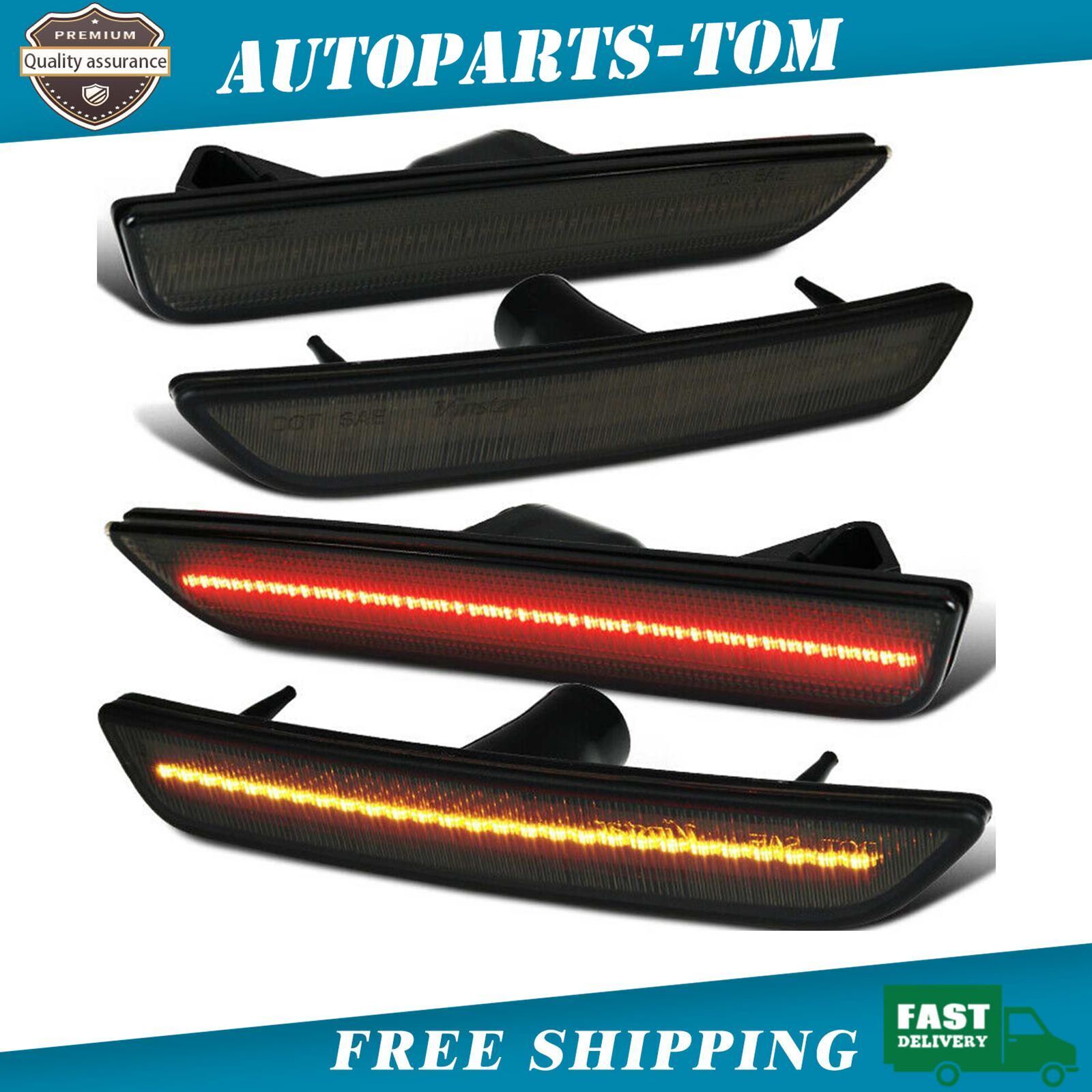 Smoked LENS LED SIDE MARKER LIGHTS FRONT & REAR SET  For Ford Mustang 2010-2014