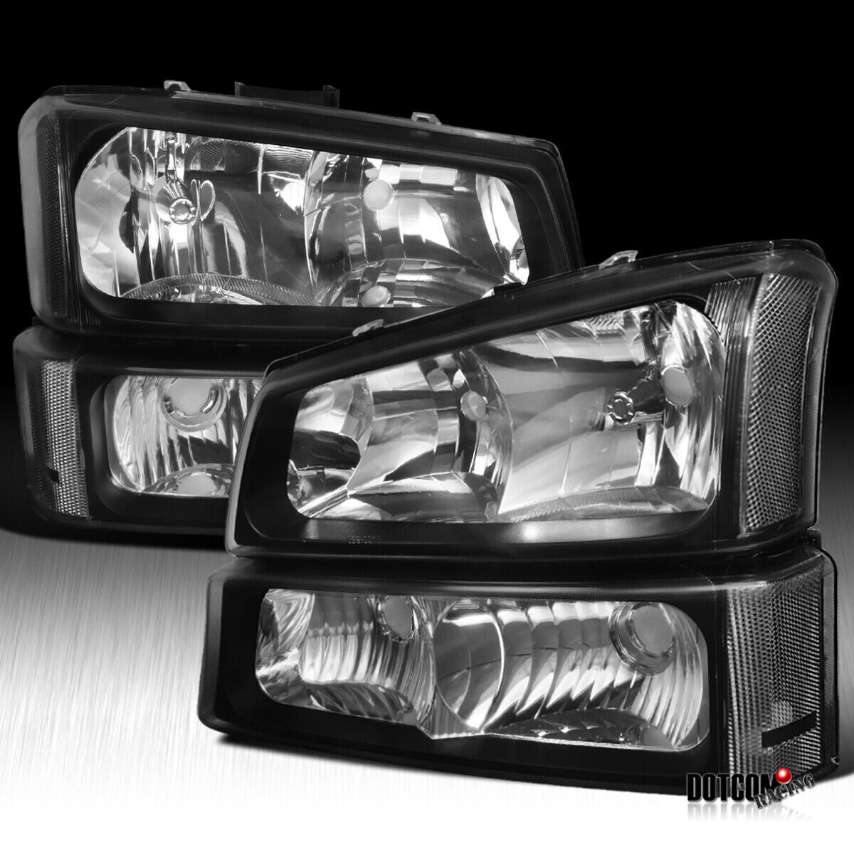 Fit Chevy 2003-2007 Silverado 2002-2006 Avalanche Black Headlights+Signal Bumper