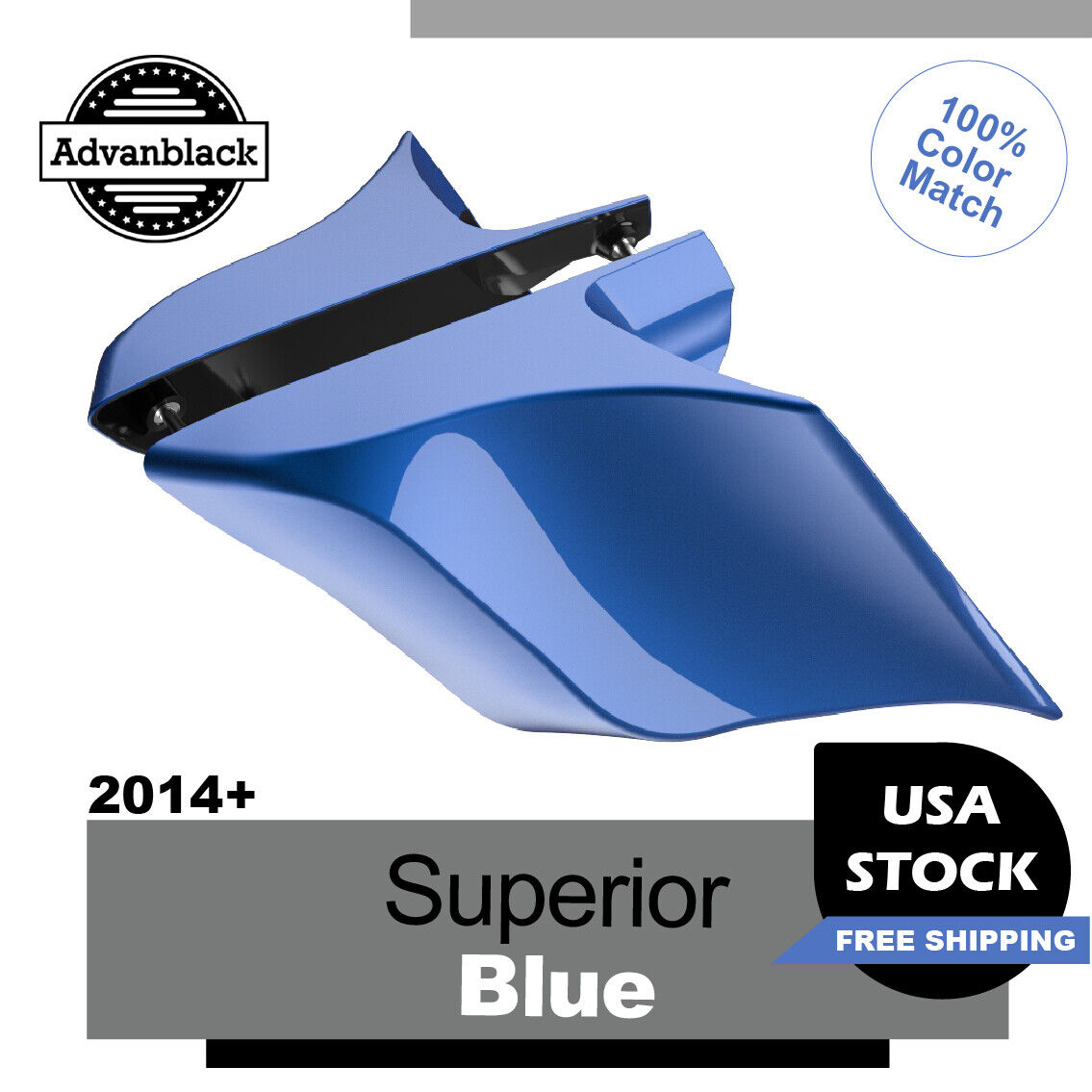 For 14+ Harley Touring Street Road SUPERIOR BLUE Stretched Extended Side Covers