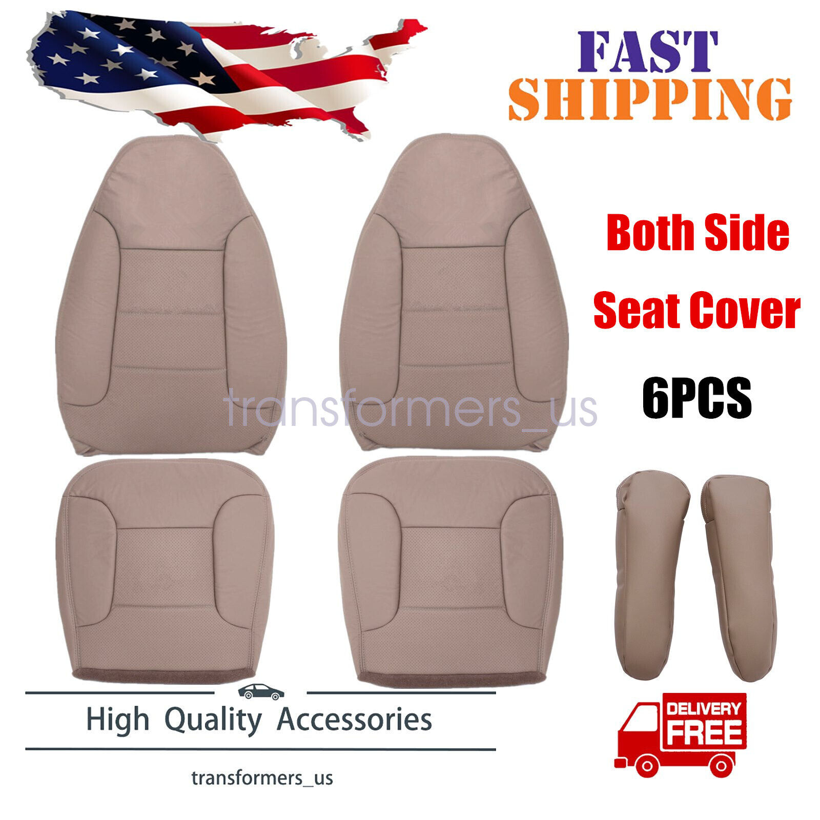 For 1992 1993-1996 FORD Bronco Driver Passenger PERF Leather Seat Cover Tan