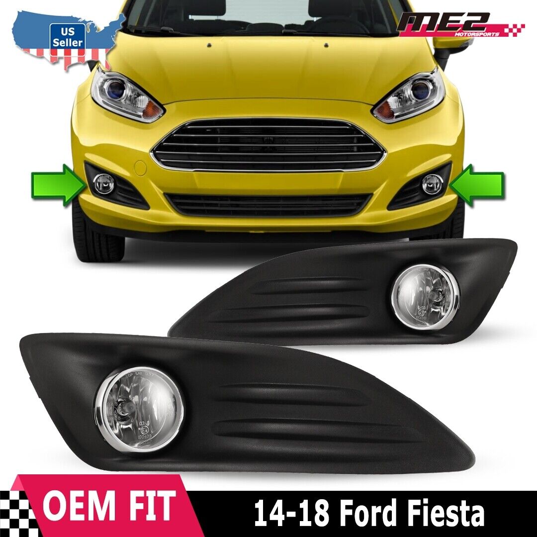 For 2014-2018 Ford Fiesta PAIR OE Style Fit Fog Light Bumper Kit Clear Lens