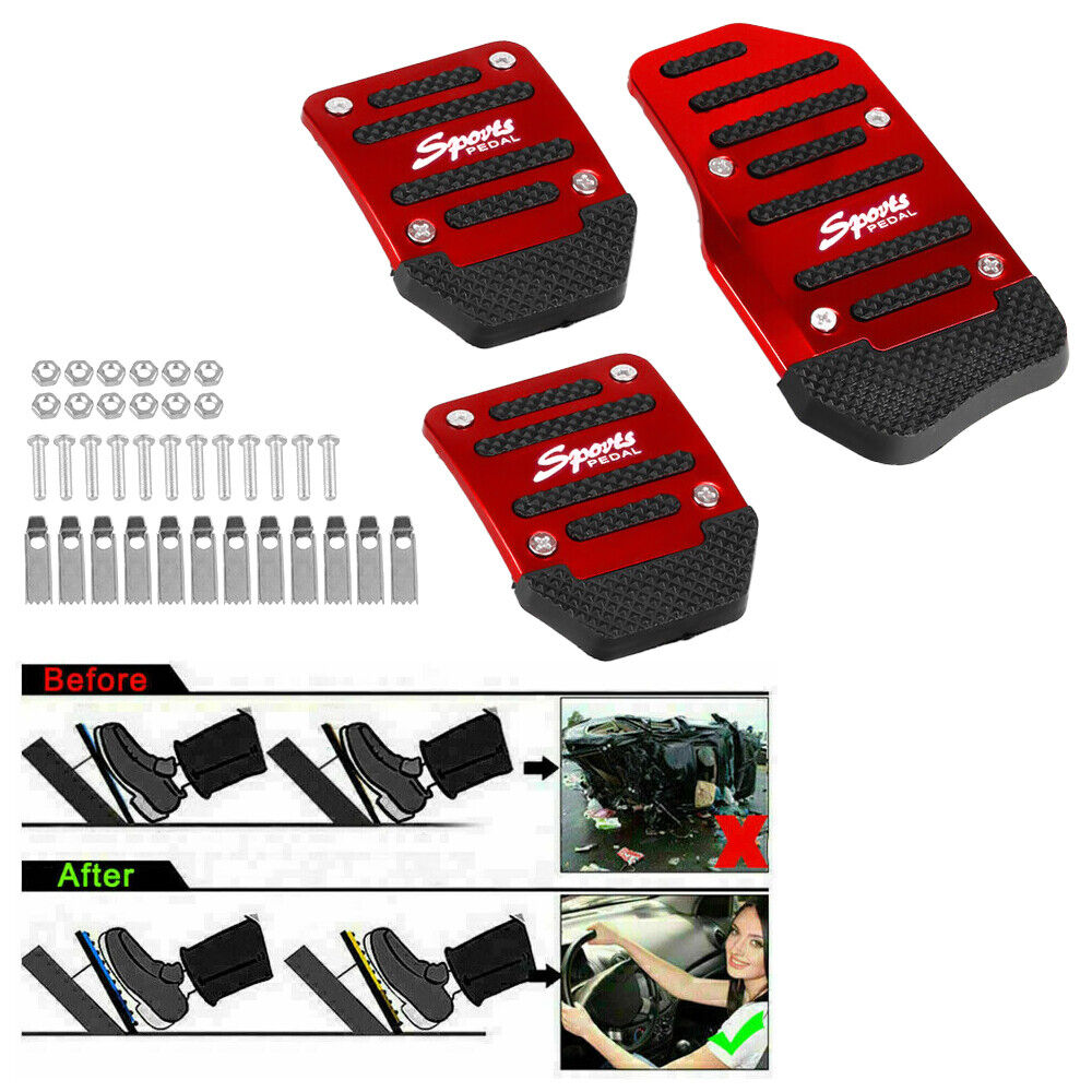 Red Non-Slip Gas Manual Brake Foot Pad Pedal Cover Universal Car Accessories