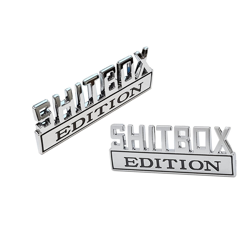  2pc SHITBOX EDITION Emblem Decal Badges Stickers fits Ford Chevy Car Truck