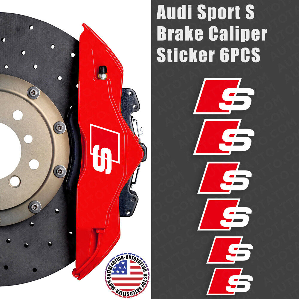 For Audi S Sport Car Wheels Brake Caliper Sticker 3D Decal Logo Decoration White