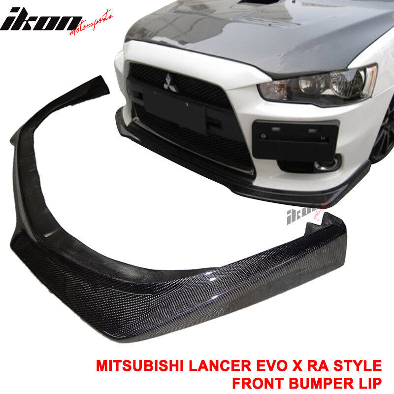 Fits 08-15 Mitsubishi Lancer Evolution EVO X 10 RA Front Bumper Lip Carbon Fiber