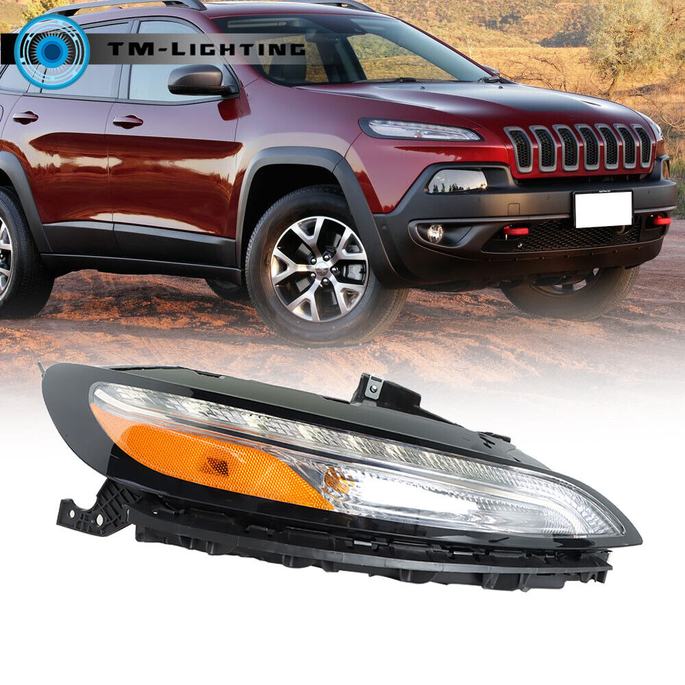 For 2014-2018 Jeep Cherokee Halogen Headlight w/ LED DRL/Ballast Lamp Right Side