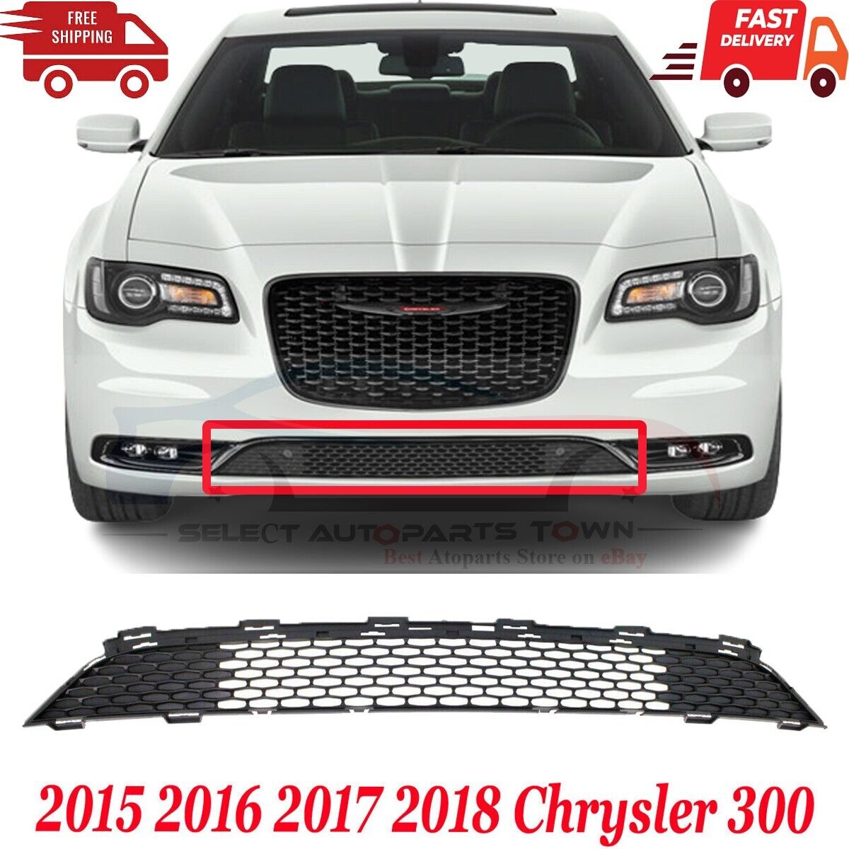 New Fits 2015 2016 2017 2018 Chrysler 300 Front Bumper Cover Grille CH1036142