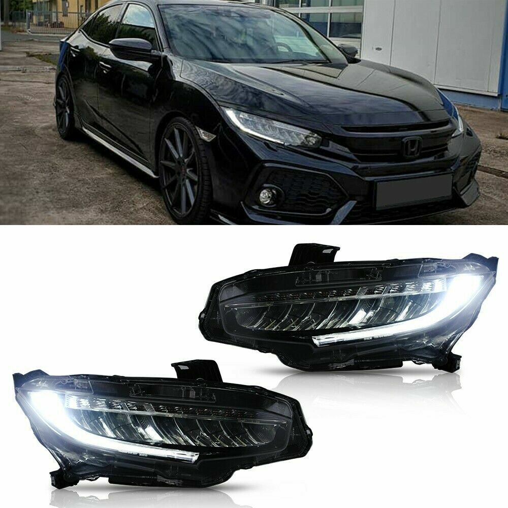Full LED Headlights For 2016-2018 Honda Civic With Sequential Turn Signal A Set