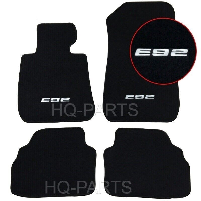 4 Pieces Black Carpet Floor Mats For 07-13 BMW E92 3-Series Coupe + E92 Logo