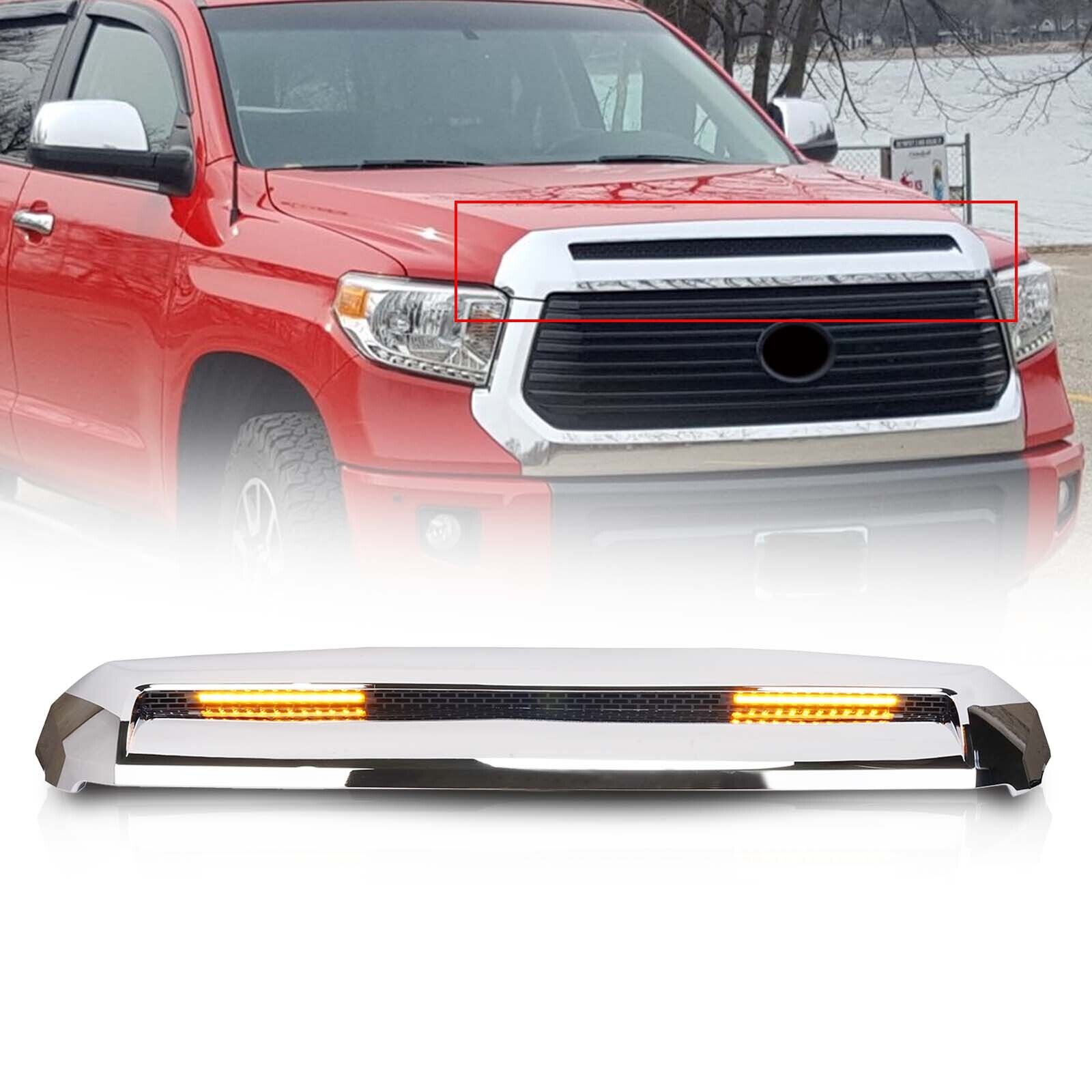 For 14-21 Toyota Tundra Front Upper Grille Hood Bulge Molding Grille W/Light bar