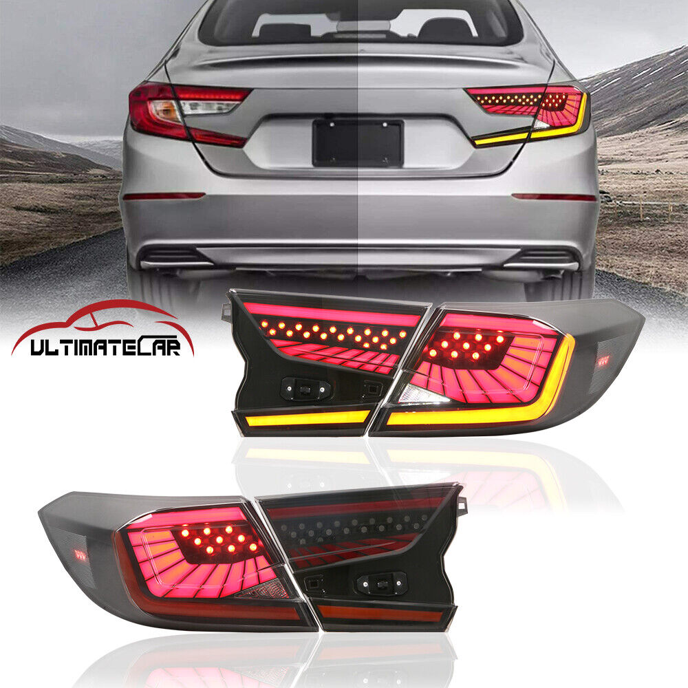 Pair Smoke LED Tail Light Rear Lamps Assembly For 18-2020 Honda Accord New Style