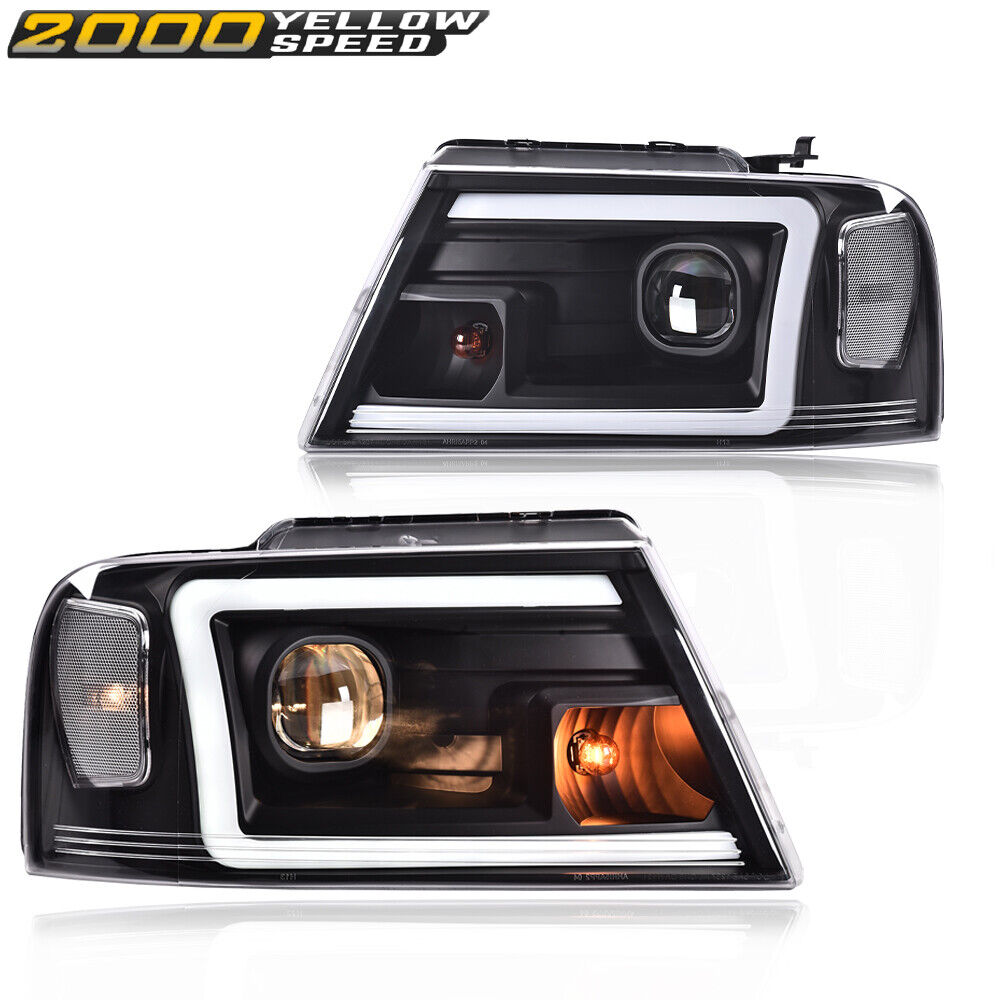 Fit For 04-08 Ford F-150/Mark LT LED DRL Projector Headlight/lamps Chrome/Black