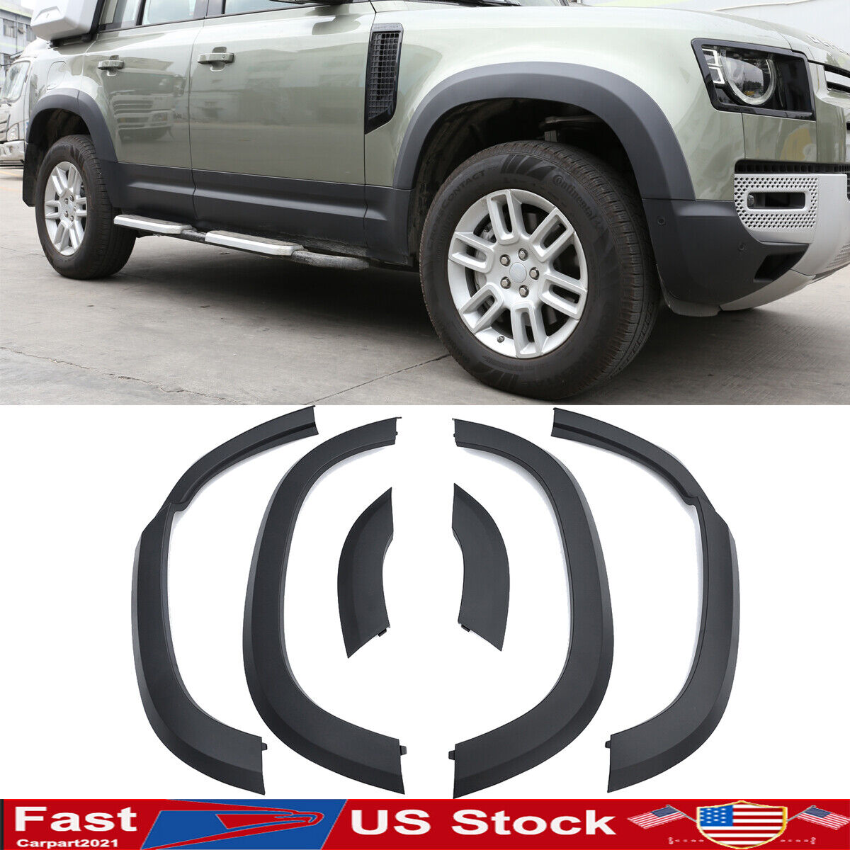 6PCS Glossy Black Car Wheel Arch Cover Trim For Land Rover Defender 110 2020-22