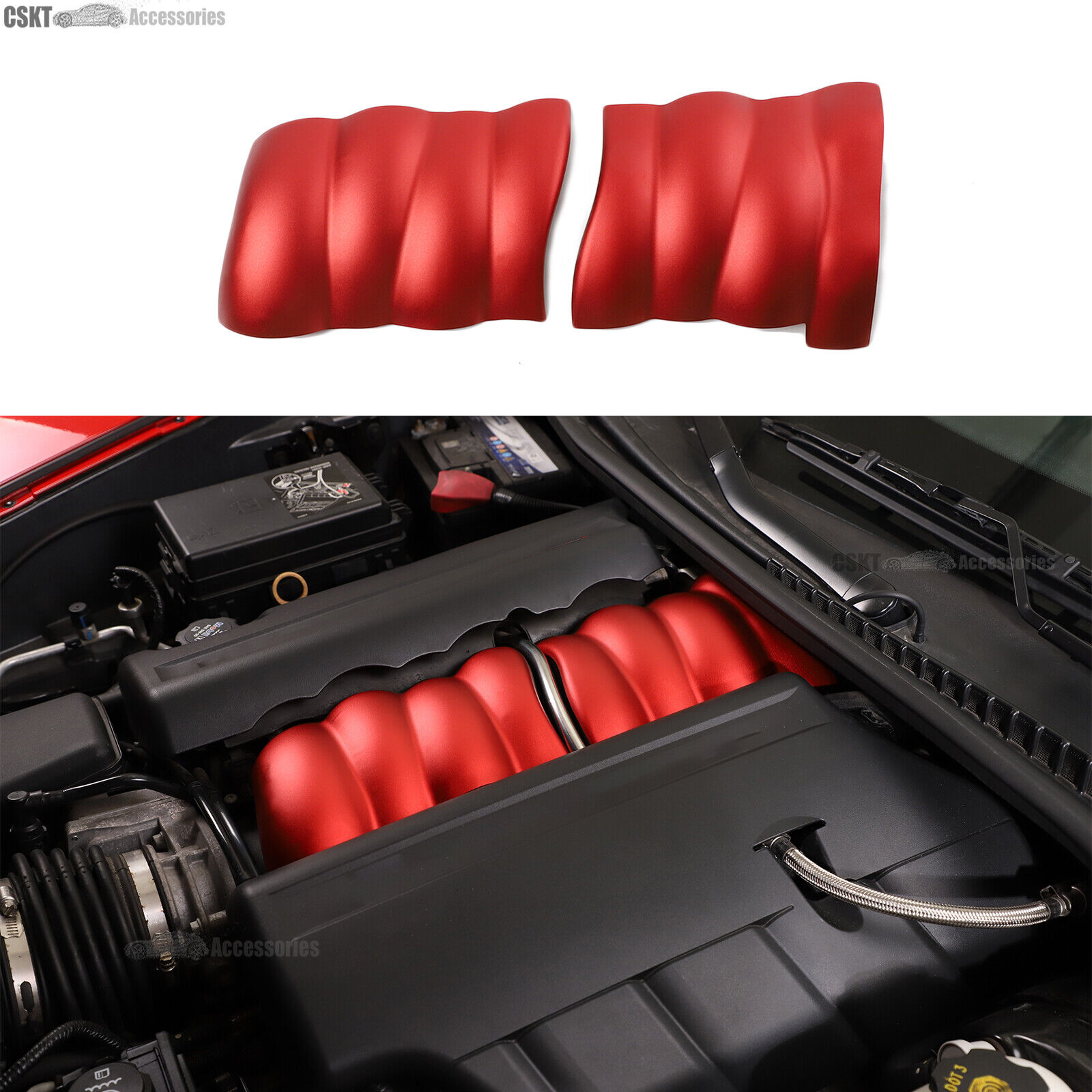 Red Aluminum LS3 Engine Intake/Plenum Cover Trim Cover Fits Corvette C6 2005-13