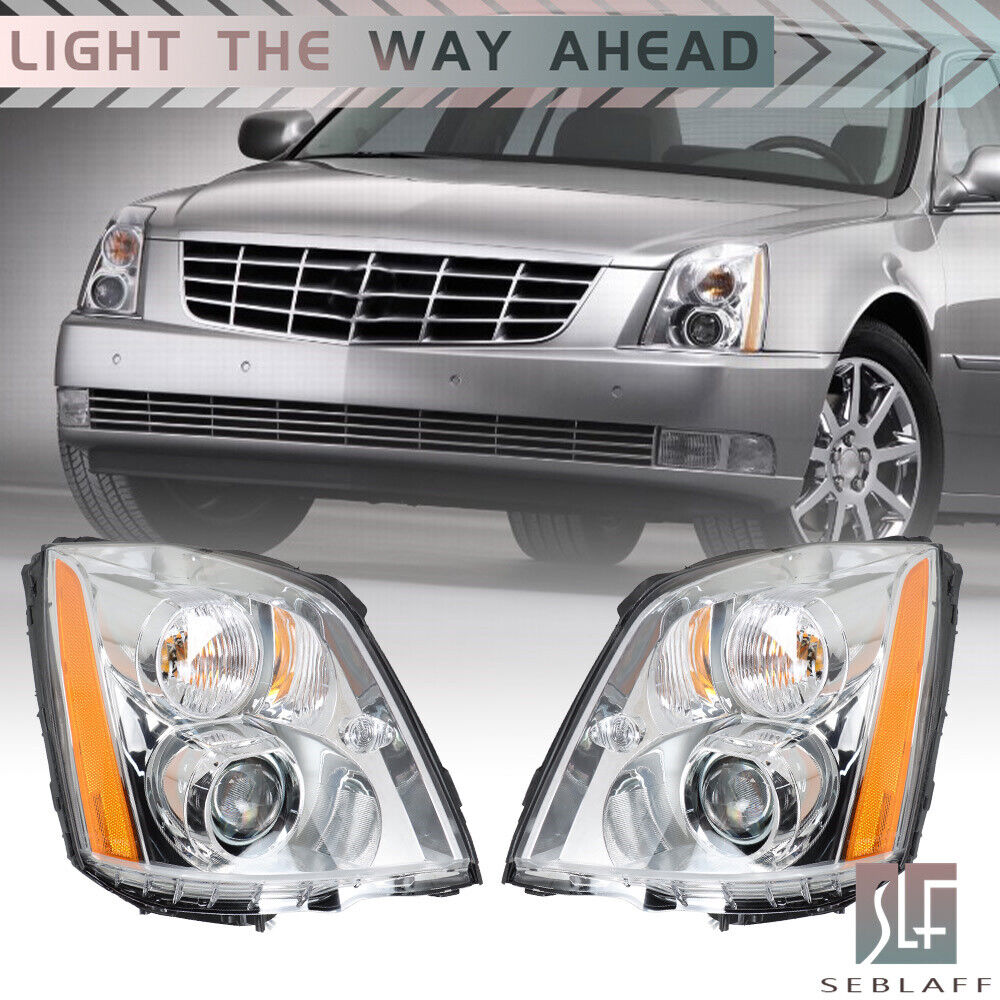 For 2008-11 Cadillac DTS Headlight HID/Xenon Projector Chrome Housing Right+Left