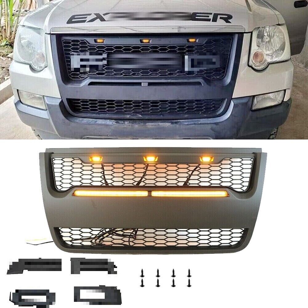 The front grille the Bumper Grill with light strips fits Ford Explorer 06-10