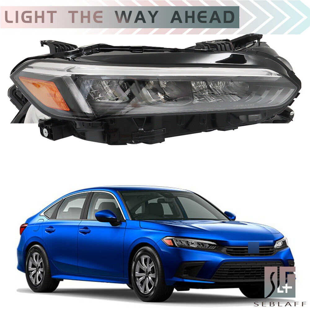 Headlight Assembly For 2022 2023 Honda Civic Full LED Black Passenger Right Side