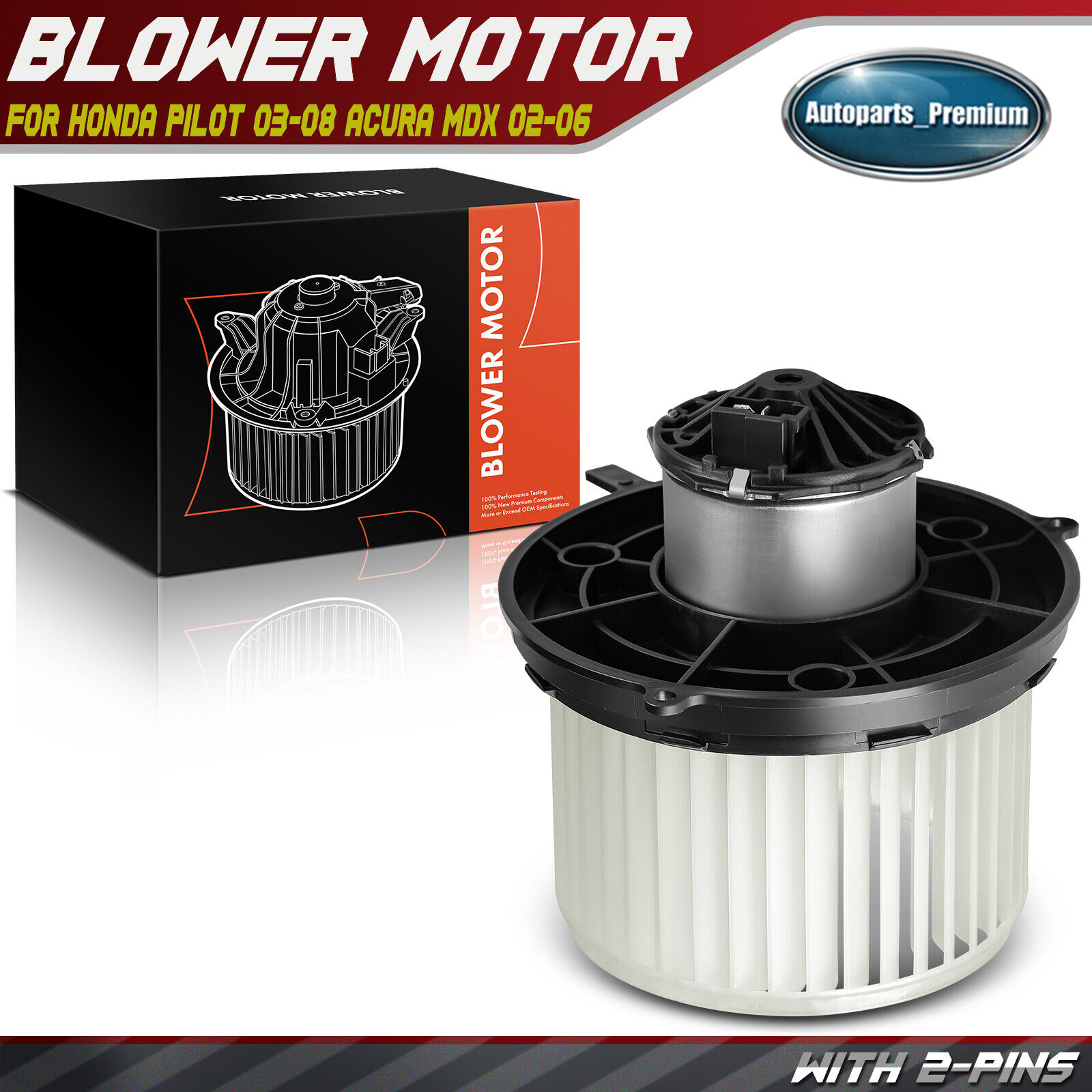Rear HVAC Heater Blower Motor w/ Fan Cage for Honda Pilot 03-08 Acura MDX 02-06