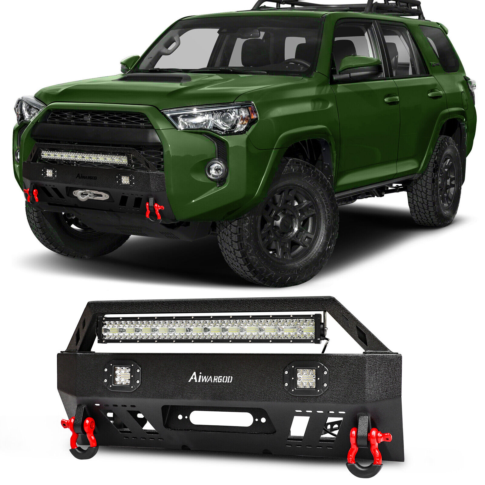 For 15-20 Toyota 4Runner Front/Rear Bumper W/Winch Plate & Tire Carrier & Lights