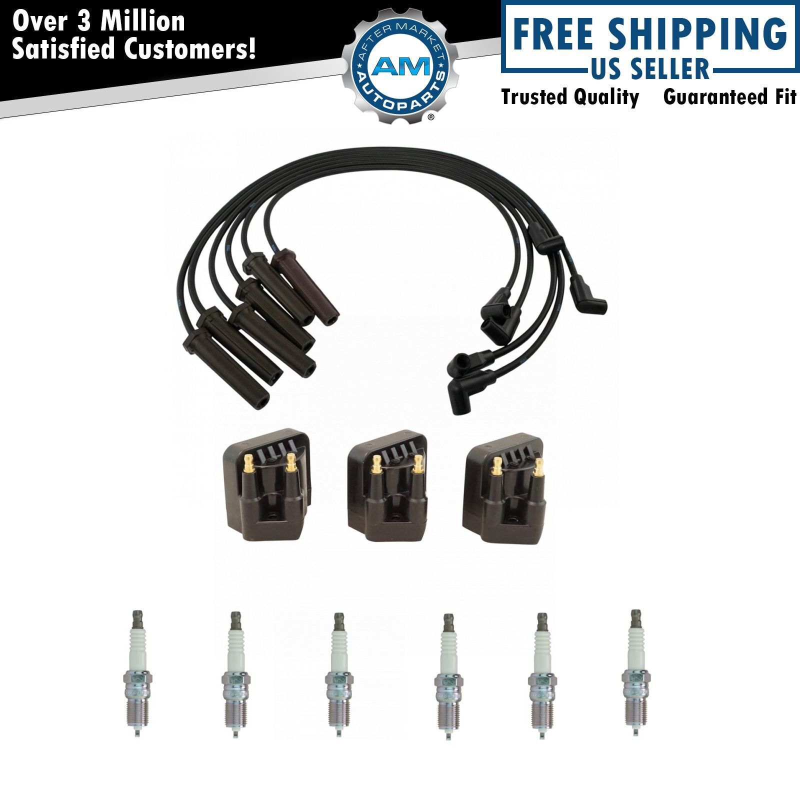Complete Engine Ignition Coil Spark Plug & Wire Kit Set for Buick Chevy Pontiac