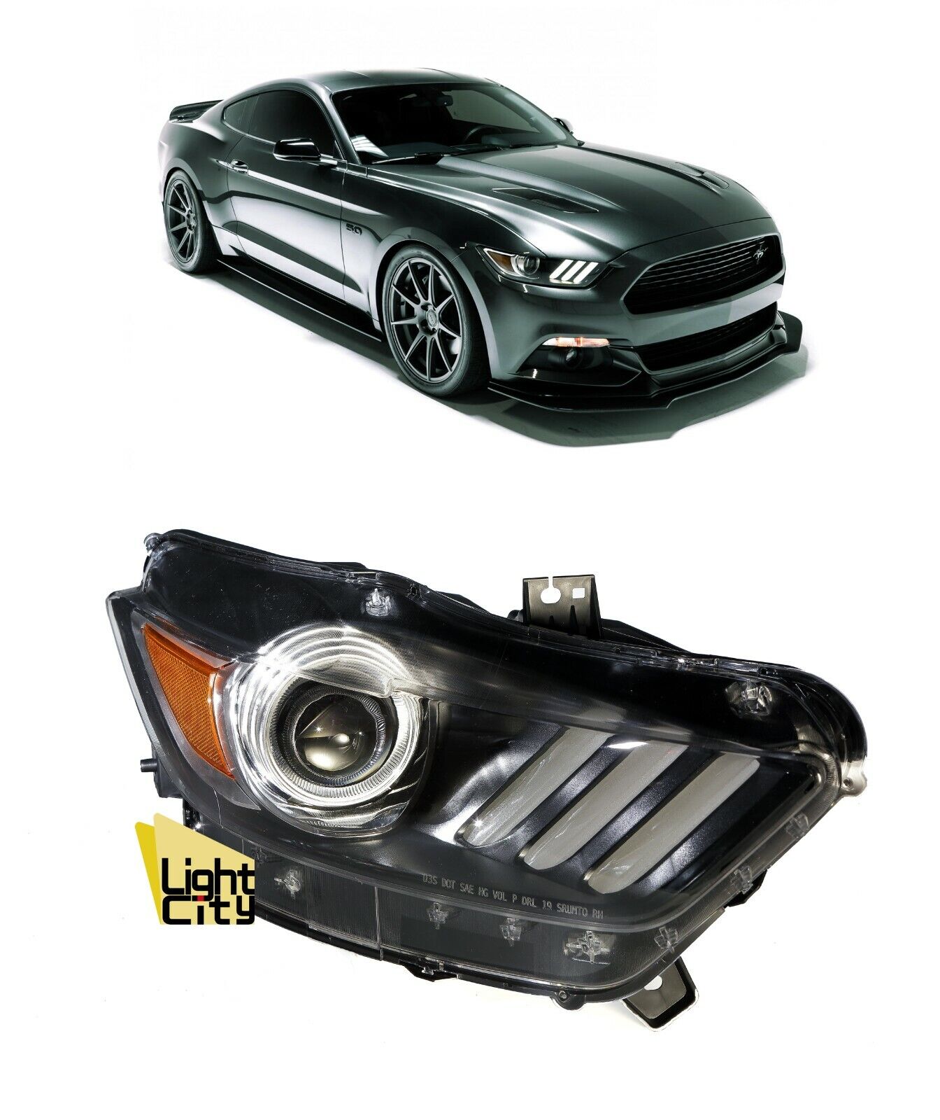 [OE Style] For 2015-2017 Ford Mustang HID/Xenon (LED DRL) Passenger Headlight RH