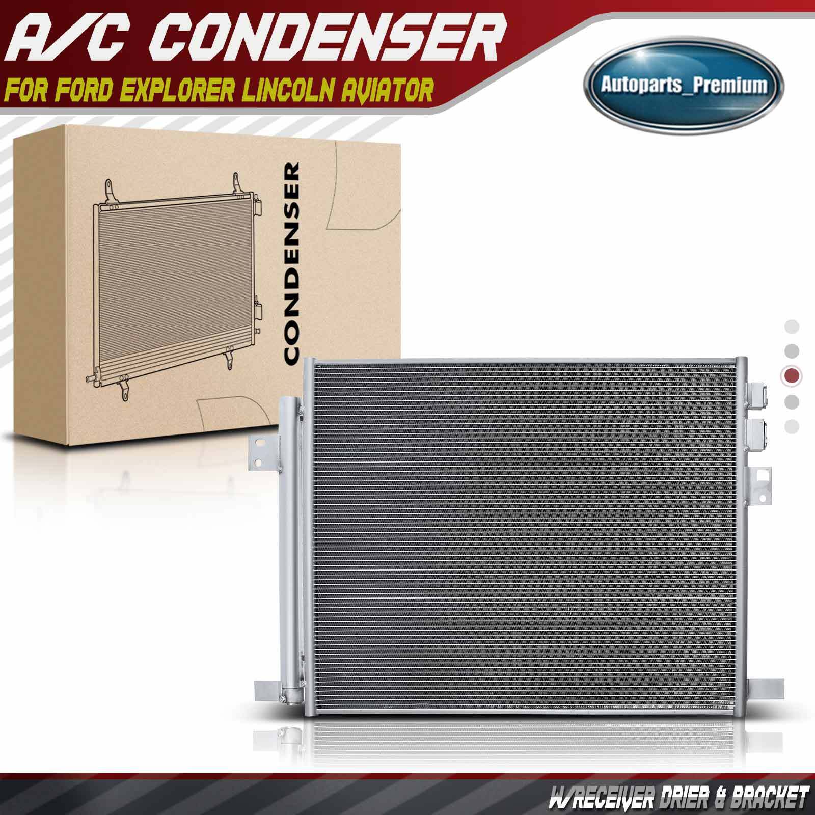 A/C AC Condenser with Receiver Drier for Ford Explorer Lincoln Aviator 2020-2022
