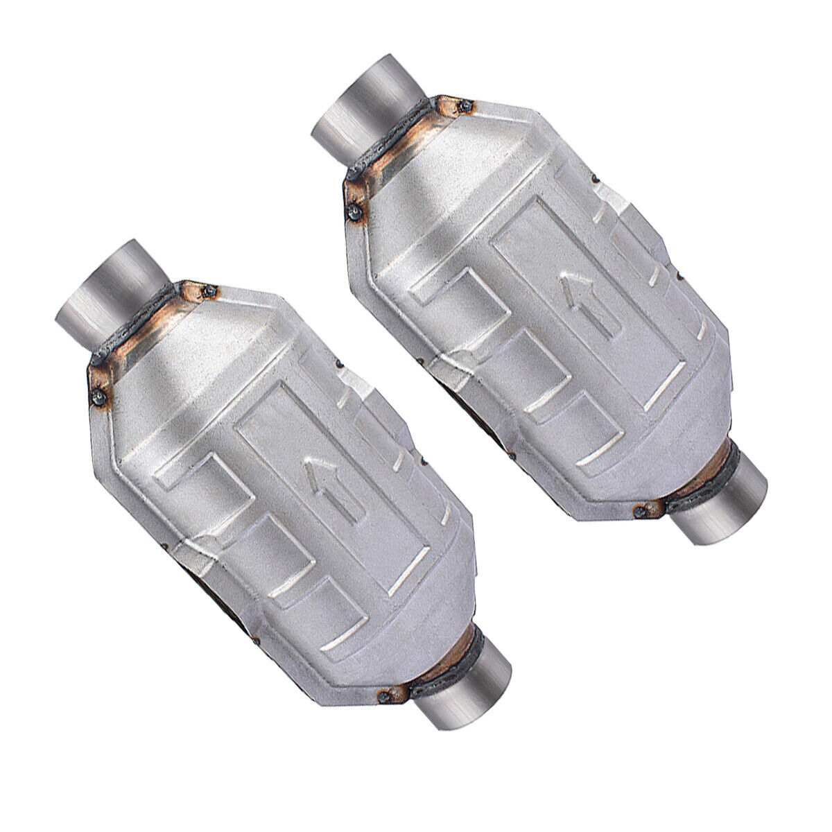 2PCS 2.5 Inch Universal Catalytic Converter 410250 High Flow Stainless Steel