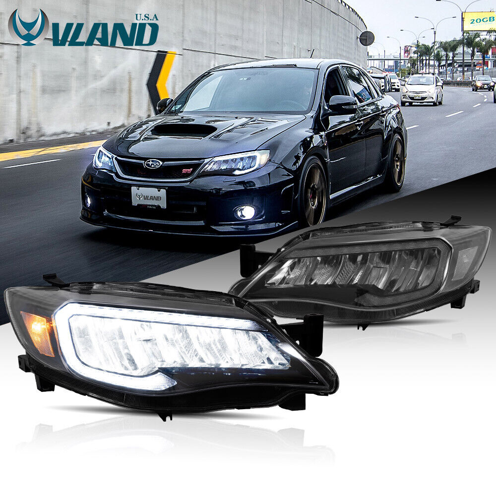 VLAND Full LED Headlights For 2008-2014 Subaru WRX STI / Impreza w/Animation L+R
