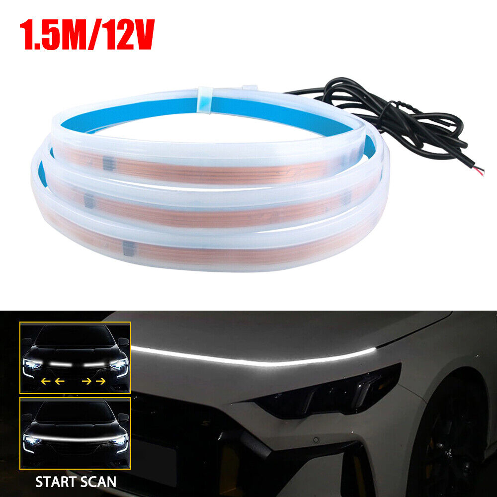 Flexible Car Hood LED Meteor Strip Lights Dynamic Scan Start Up Hood beam Kit US