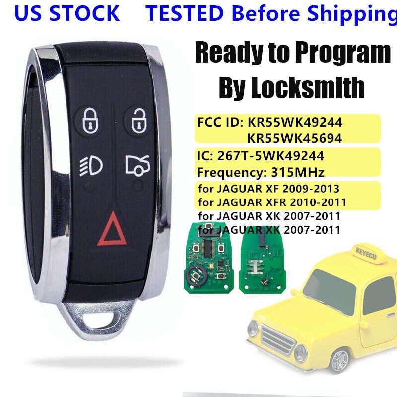 For Jaguar XF XFR XK XKR 2006-2013 315MHz PCF7953A Remote Key Fob KR55WK49244