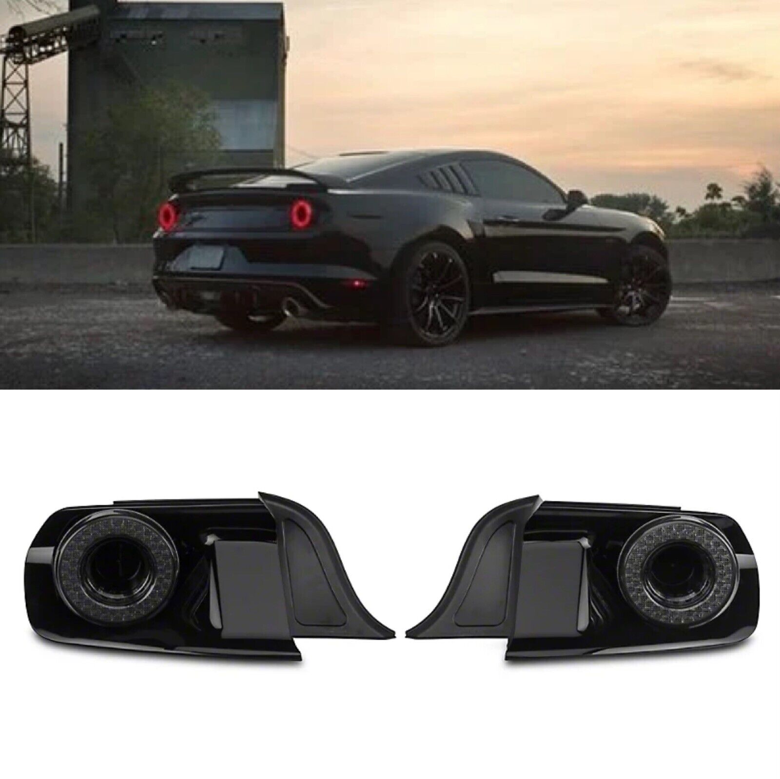 Ford Mustang 15-22 LED Tail Lights Iconic Halo Smoked Lens