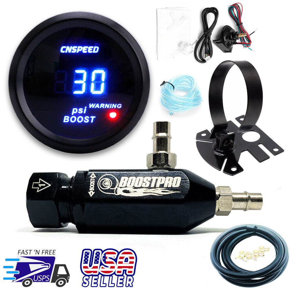 Manual Boost Controller KIT BLACK Turbo MBC 0-30PSI with Boost Gauge & Mount