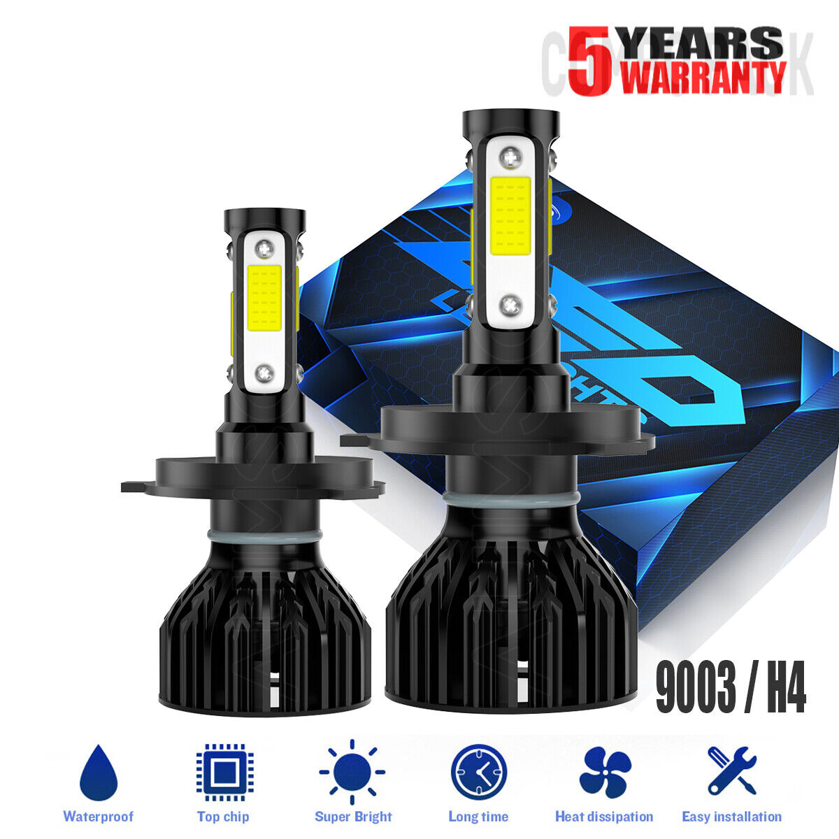 2x LED FOR Honda Odyssey 1995-2004 Headlight H4/9003 6000K Bulbs High/Low Beam