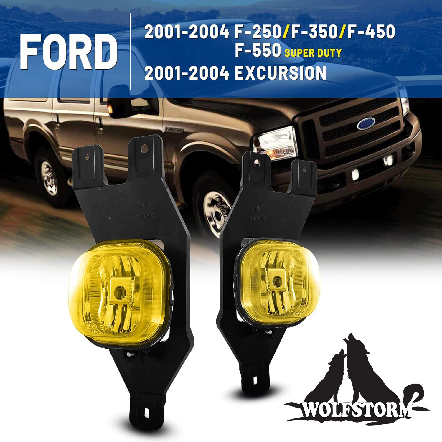Yellow Fog Lights For 2001-2004 Ford F250 F350 F450 F550 Super Duty Driving Lamp