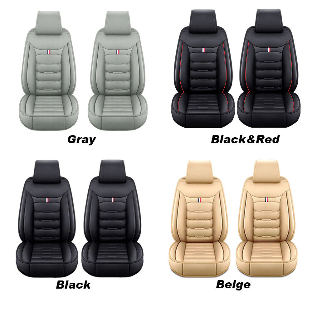 Luxury Leather Front + Rear Car Seat Covers 5-Seats Cushion Full Set Universal