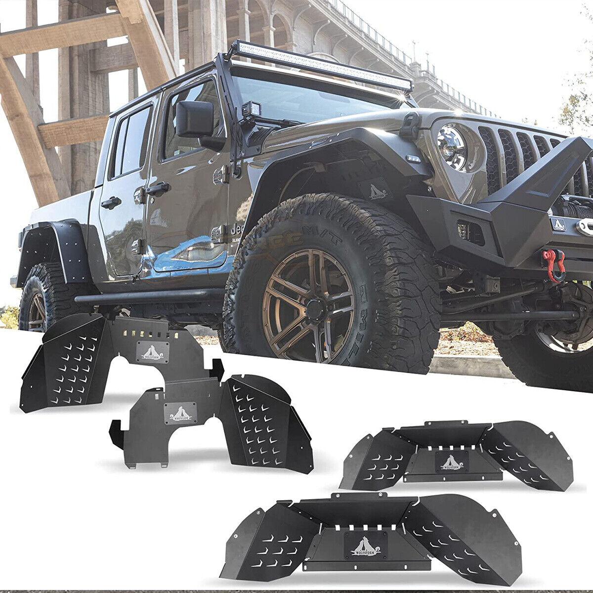 Front & Rear Inner Fenders Liners for Jeep Gladiator 2019-2023 JT Steel 4PCS Set