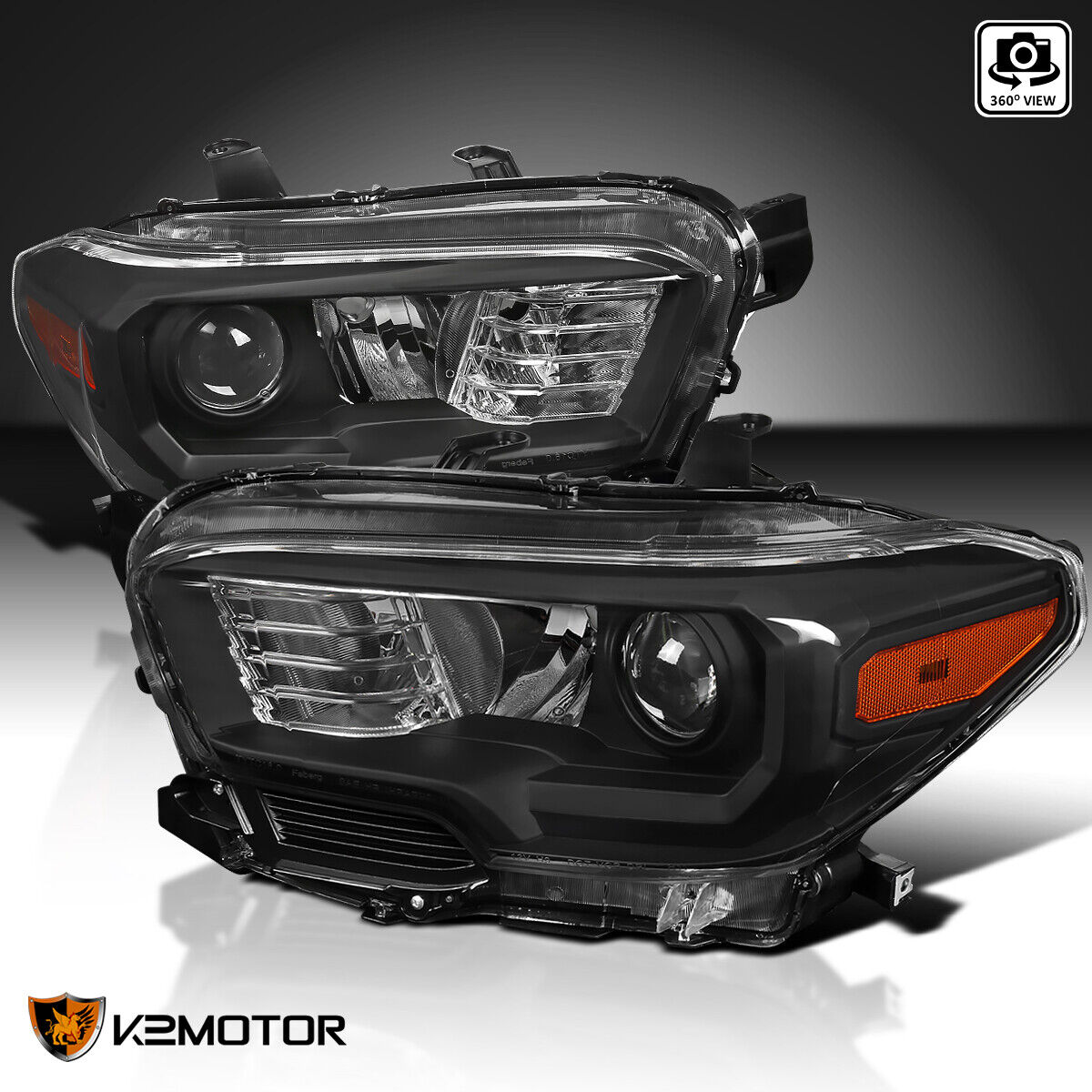 Black Fits 2016-2023 Toyota Tacoma Projector Headlights Lamp Left+Right 16 17 18