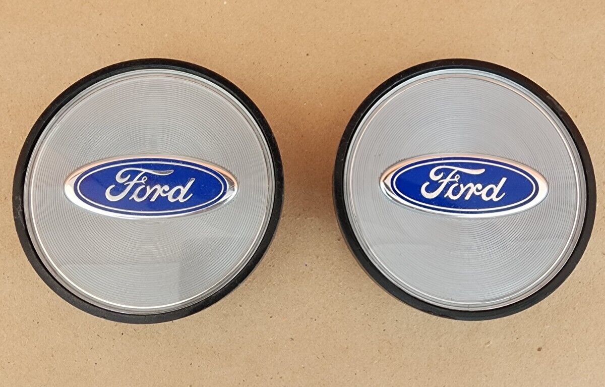 Pair(2) 1988-1991 Ford Crown Victoria Wire Wheel Cover Center Cap Blue Oval