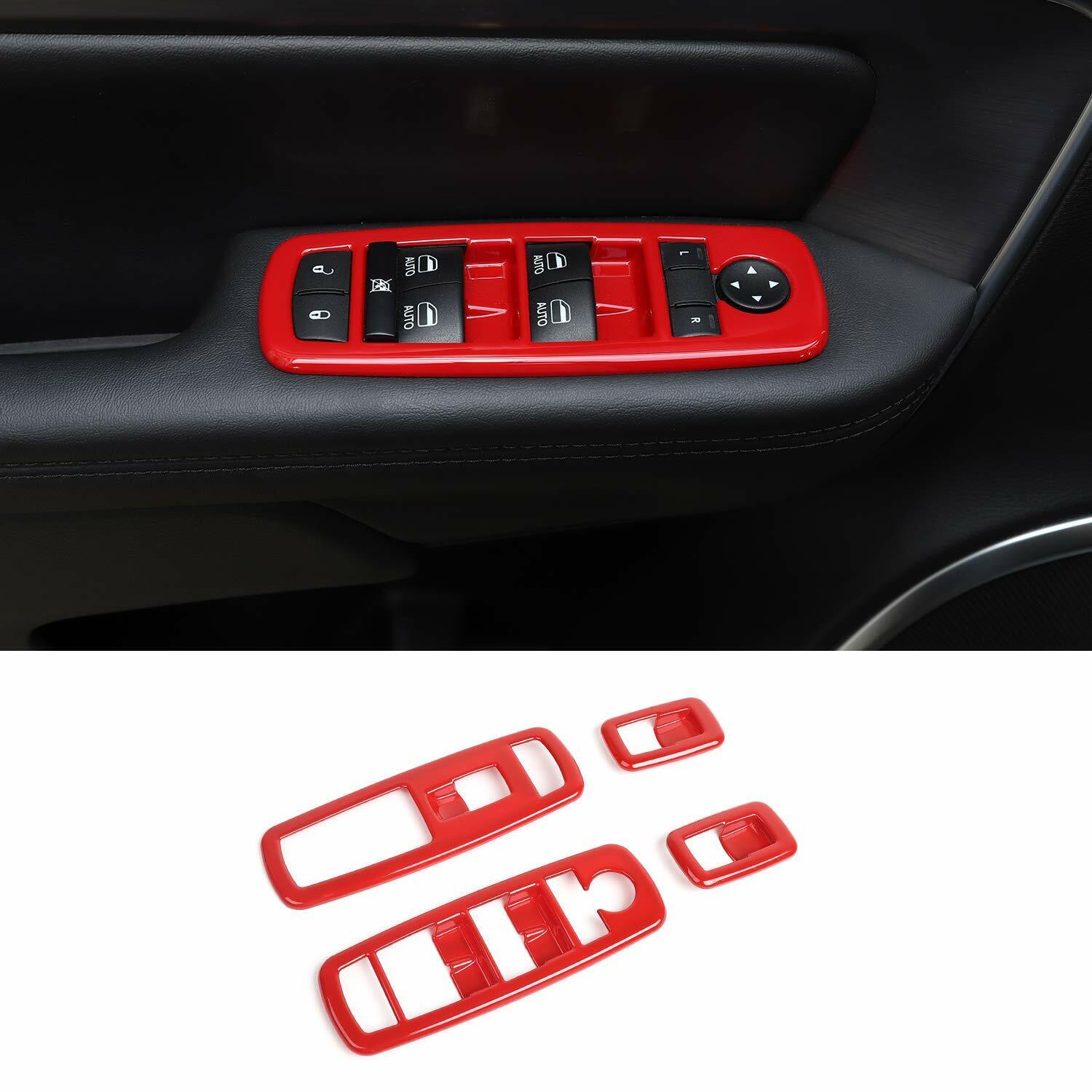 Window Lift Switch Panel Trim For Dodge Charger 2011-19 & RAM 1500 2010-2017 Red