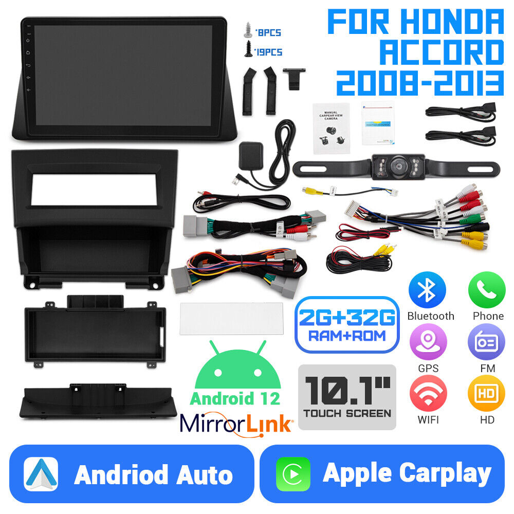 Android 12 Stereo Apple Carplay Radio For HONDA ACCORD 2008-2013 GPS Car 2G+32G