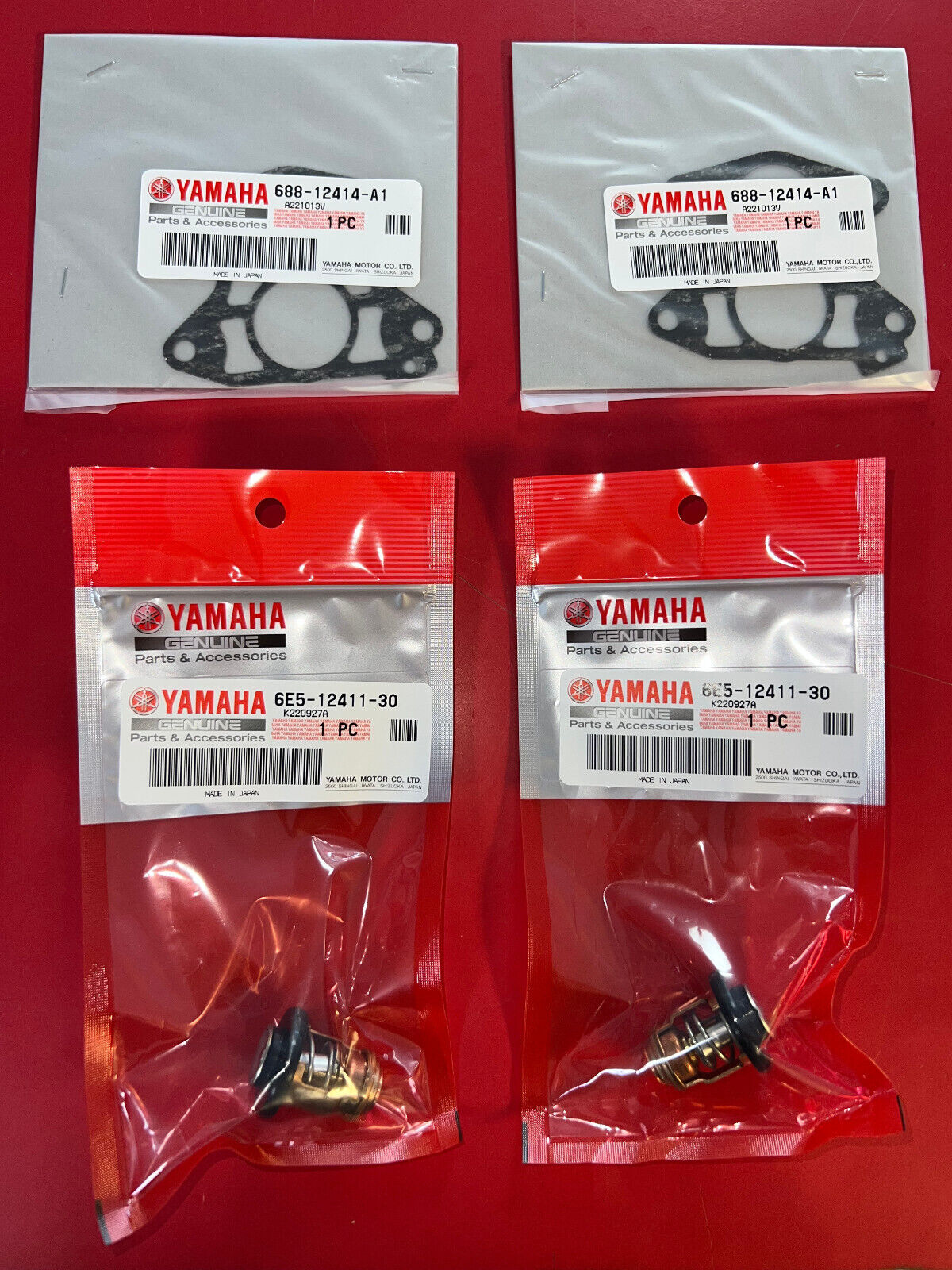 2X Yamaha OEM Outboard Thermostat 6E5-12411-30-00 & Gasket 688-12414-A1-00 Set
