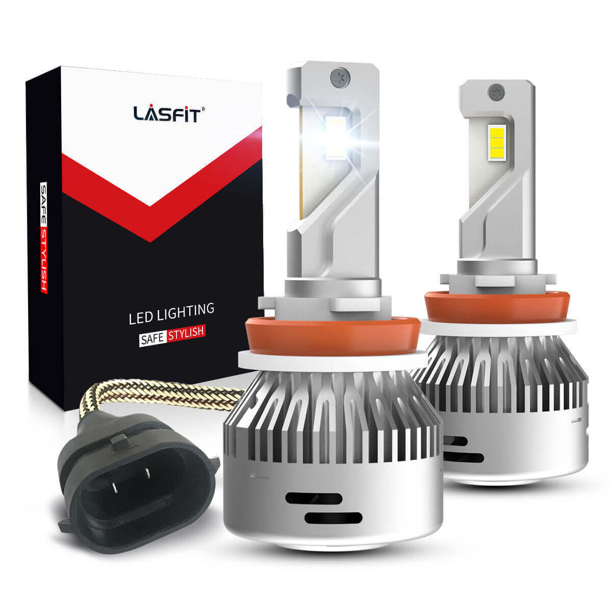 Lasfit H11 LED Headlight Bulbs White Low Beam Conversion Kit 6000LM Super Bright