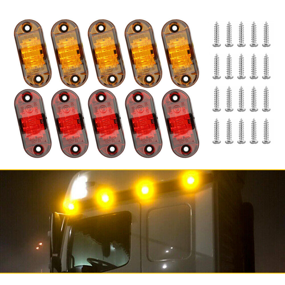10x LED Side Marker Amber Red Lights Clearance Light Truck Trailer RV Waterproof