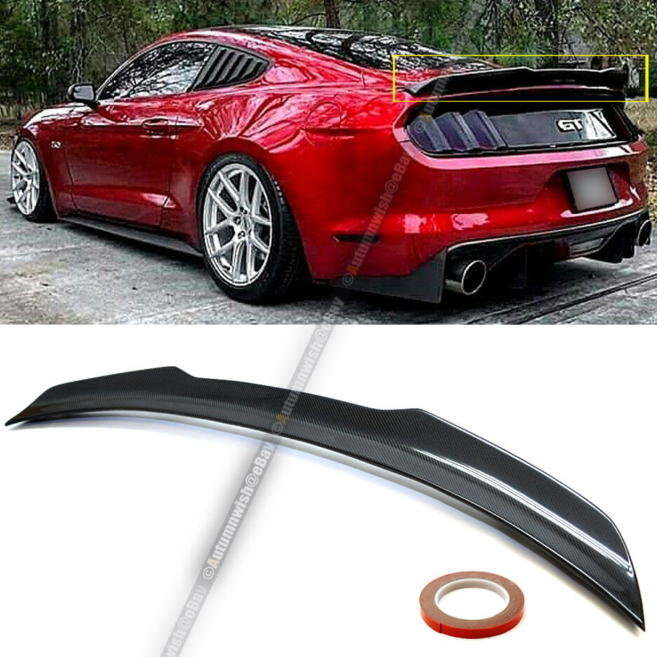 Fits 15-20 Ford Mustang S550 H Style Real Carbon Fiber Rear Trunk Spoiler Wing