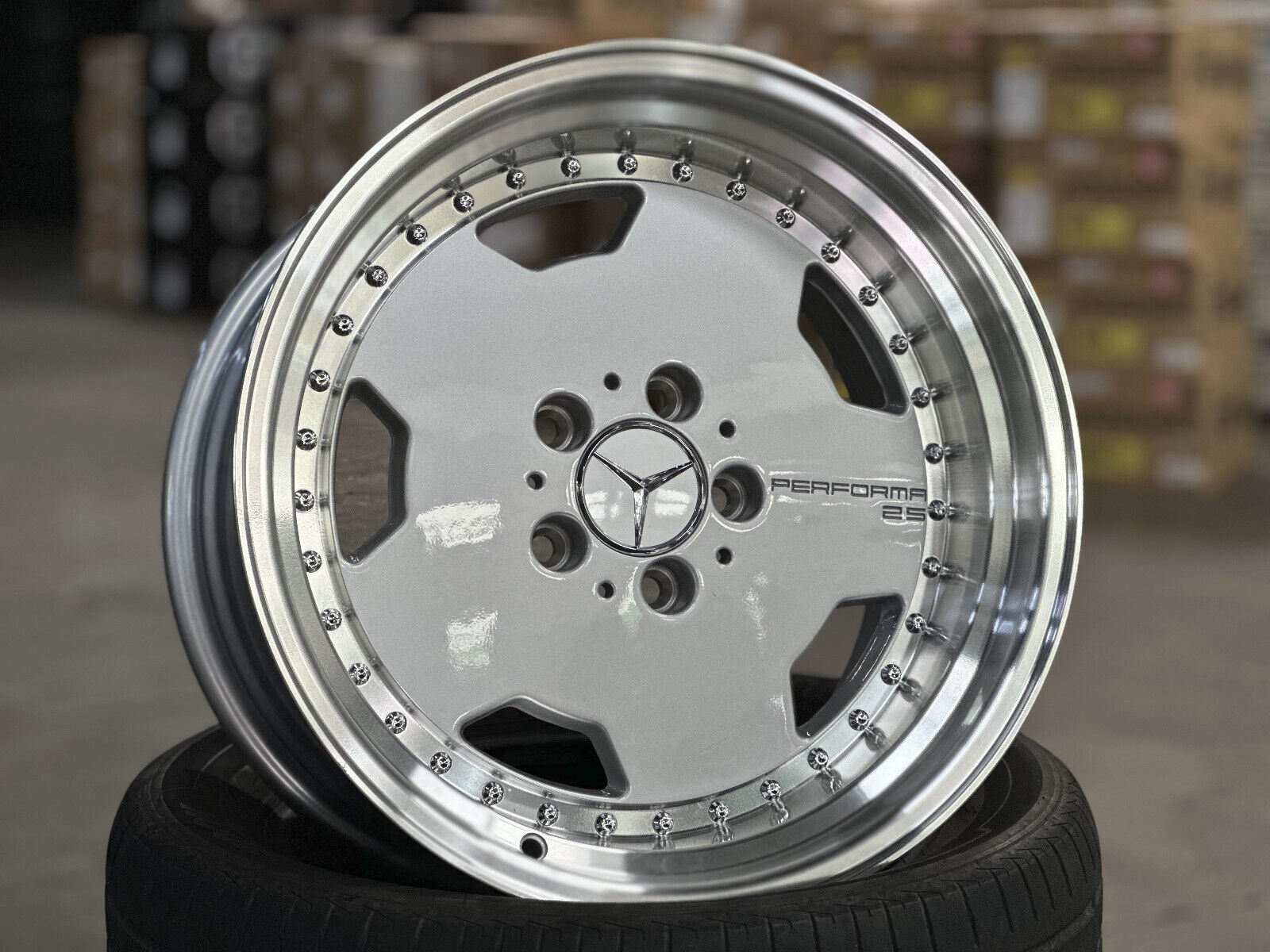 New 17 inch 4 PCS Staggered OZ Aero Classic Design Mercedes Silver Racing Wheel