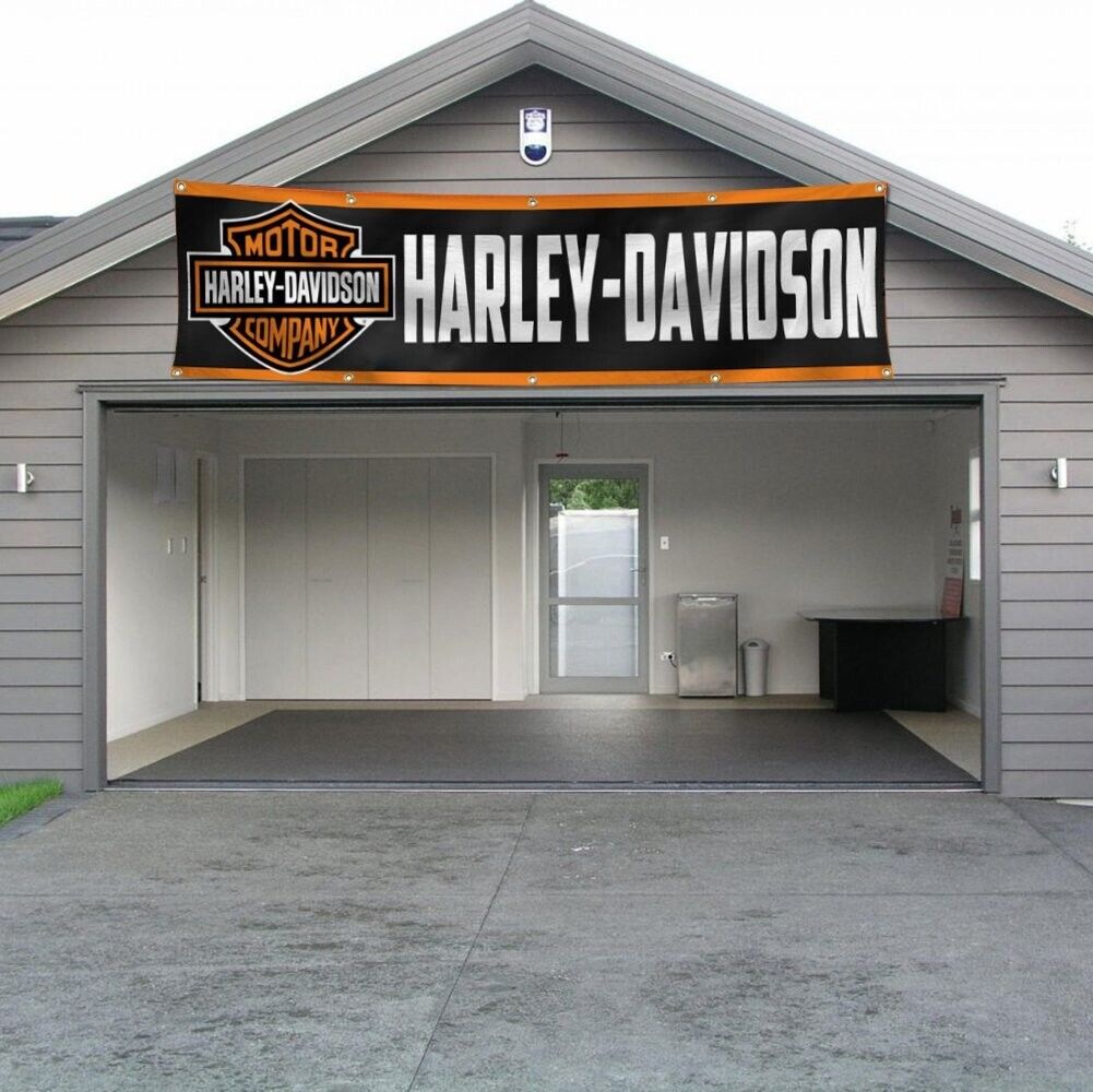 Harley Davidson Motorcycle Flags Banner 2x8 FT Racing Flag Biker Garage Wall NEW
