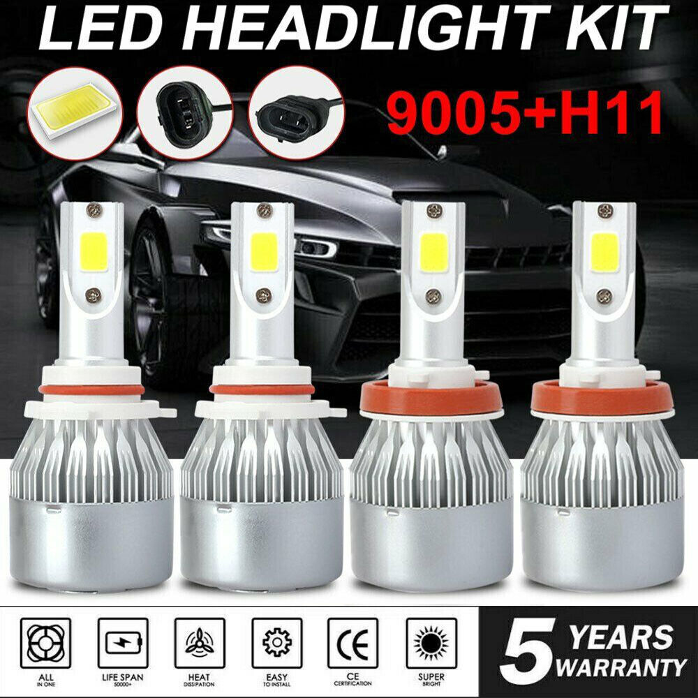 4X Luces Fuertes Para Auto Coche Luz Carro Bulbs 9005 H11 LED SUPER Blanco Hi/lo