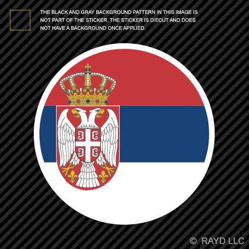 Round Serbian Flag Sticker Die Cut Decal Self Adhesive Vinyl Serbia SRB RS
