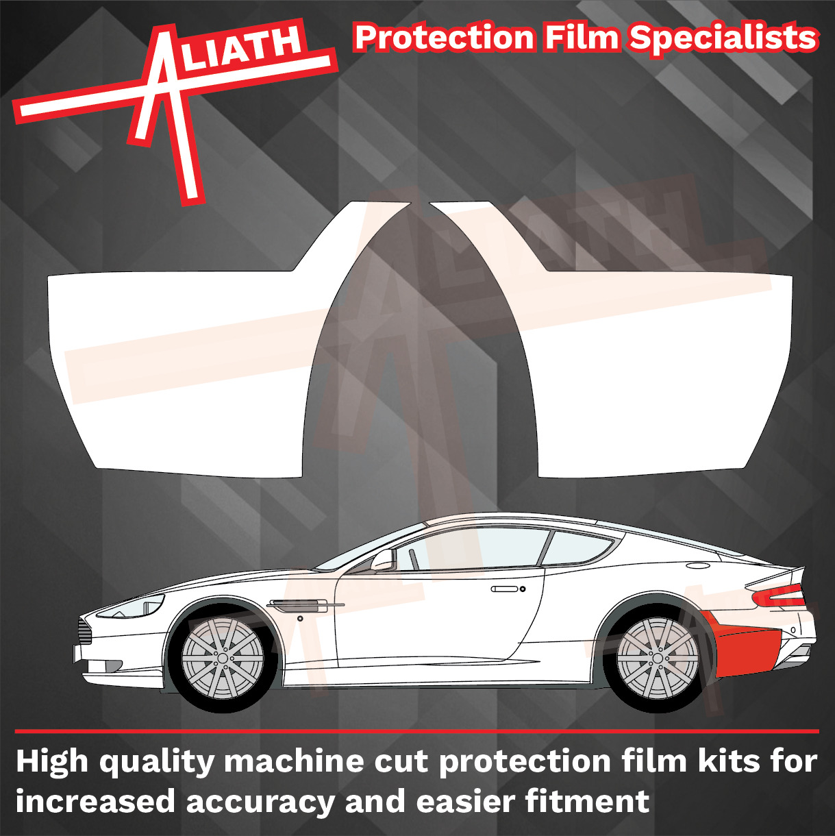 Fits Aston Martin DB9 04-12 R Bumper Arch Stone Chip Paint Protection Guard Film