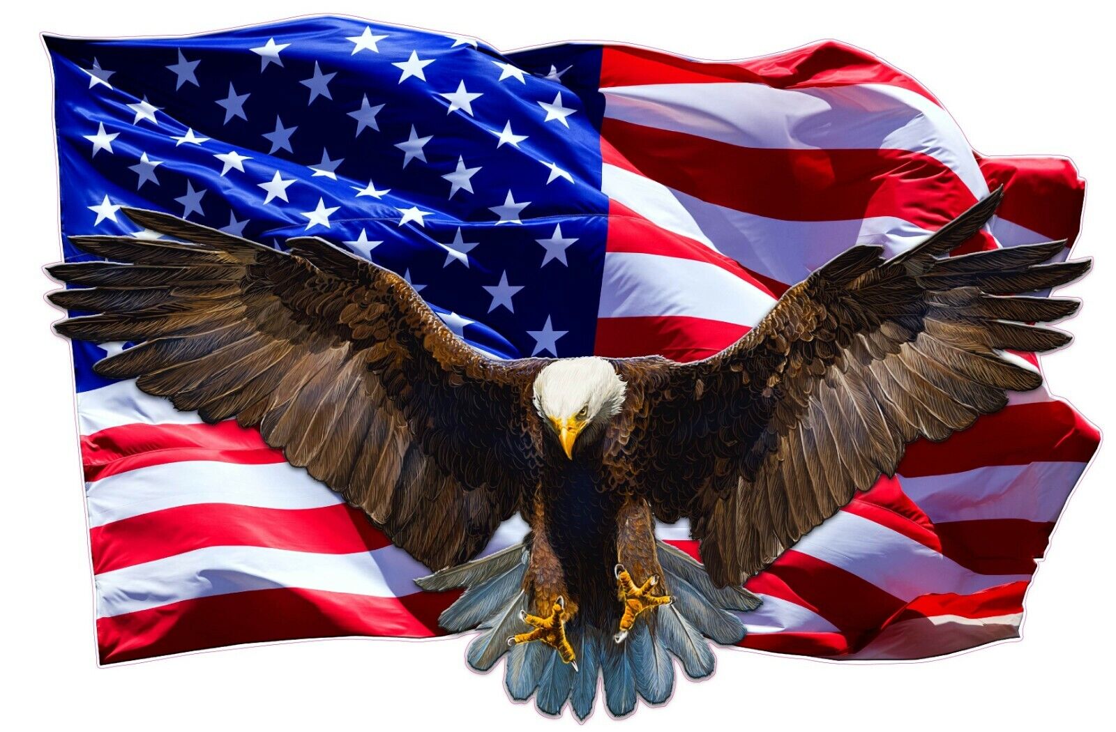Soaring Bald Eagle American Flag Decal Large 36\